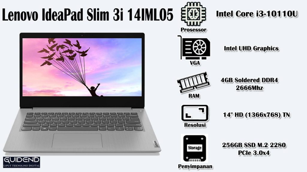 Spesifikasi Laptop Lenovo IdeaPad Slim 3i PLATINUM GREY - 81WA00PBID